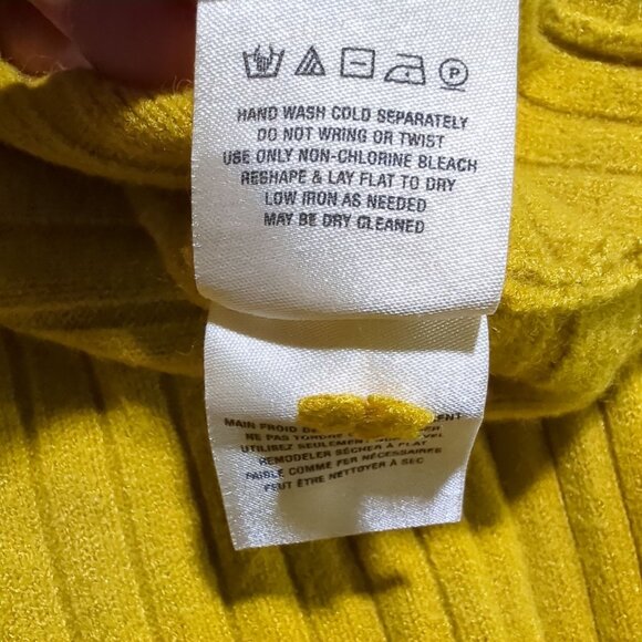 Moth By Anthropologie Mustard Yellow Turtleneck Sweater size XS Ribbed Knit - Picture 9 of 14
